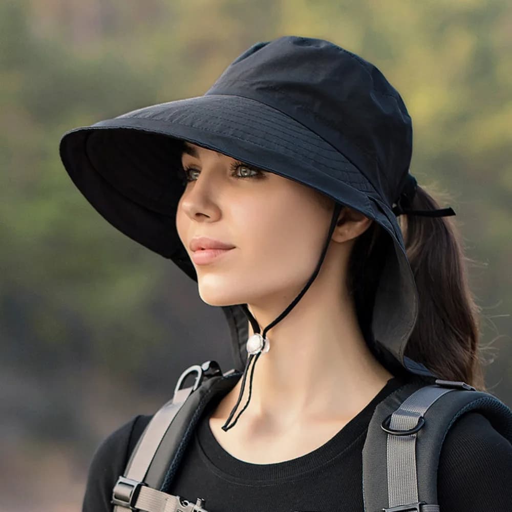 Fishing Hiking Wide Large Brim UV Anti Bucket Hat Sun Hat Ladies Hat Shawl Visor Cap