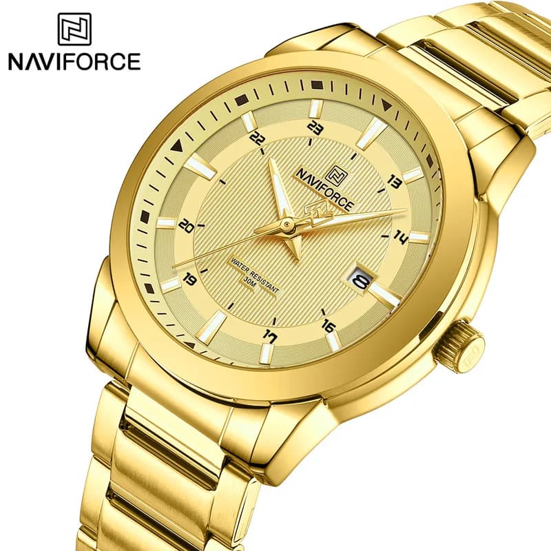 2024 Top Brand NAVIFORCE Orologi da uomo Cinturino in acciaio inossidabile Orologio da polso sportivo al quarzo maschile casual Orologio con data impermeabile di lusso