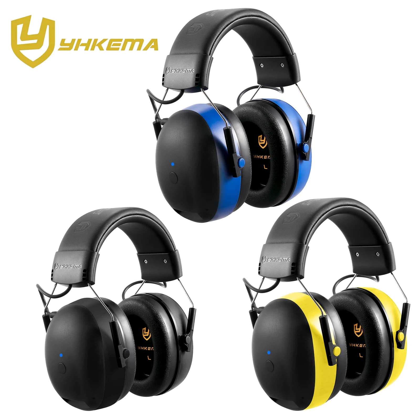 YAKEMA Hearing Protection Headphones with Bluetooth 6.0 Rechargeable Noise Reduction Safety Ear Muffs Wireless Hearing Protector