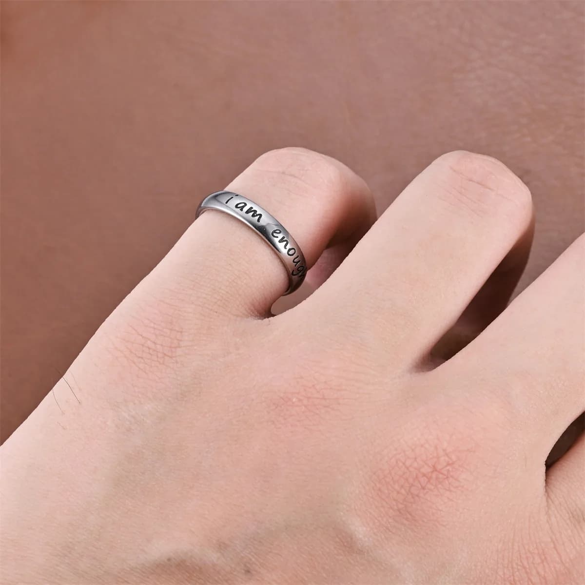 2024 Fashion New Niche Cute I am Enough Inspirational Couple Ring Factory