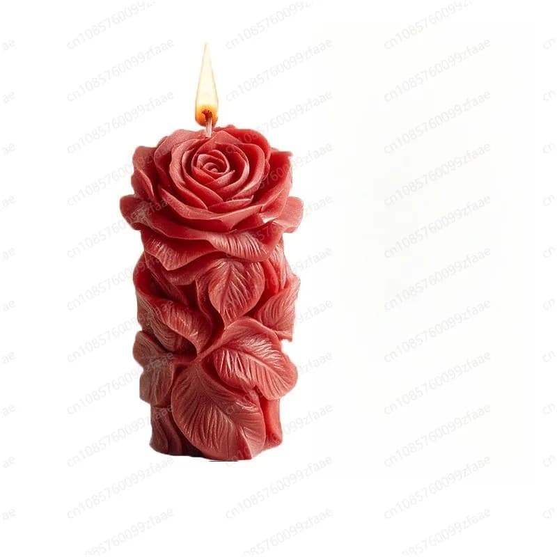 Stampo in silicone con colonna di rosa, candela profumata/difusore di gesso in pietra, ornamento per auto fai da te