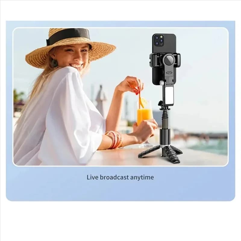 GROCE-Con Microfono Wireless Selfie Stick Treppiede Supporto Pieghevole Per Gopro Action Cameras Smartphone Equilibrio Riprese Costanti