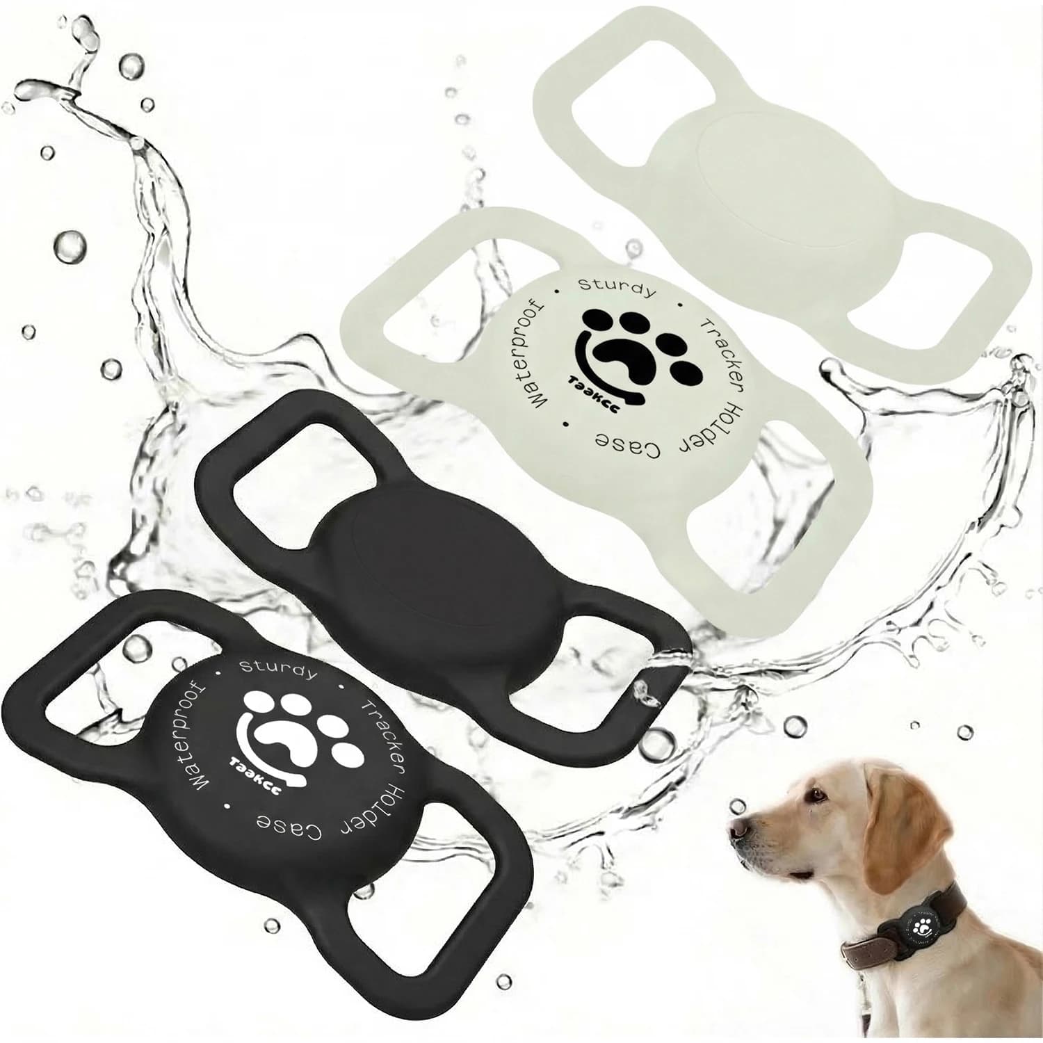 TAAKCC Supporto Impermeabile IP68 per Airtag per Cani, Custodia in Silicone Elastico Completamente Coprente per Apple Air Tag per Collare di Cani e Gatti