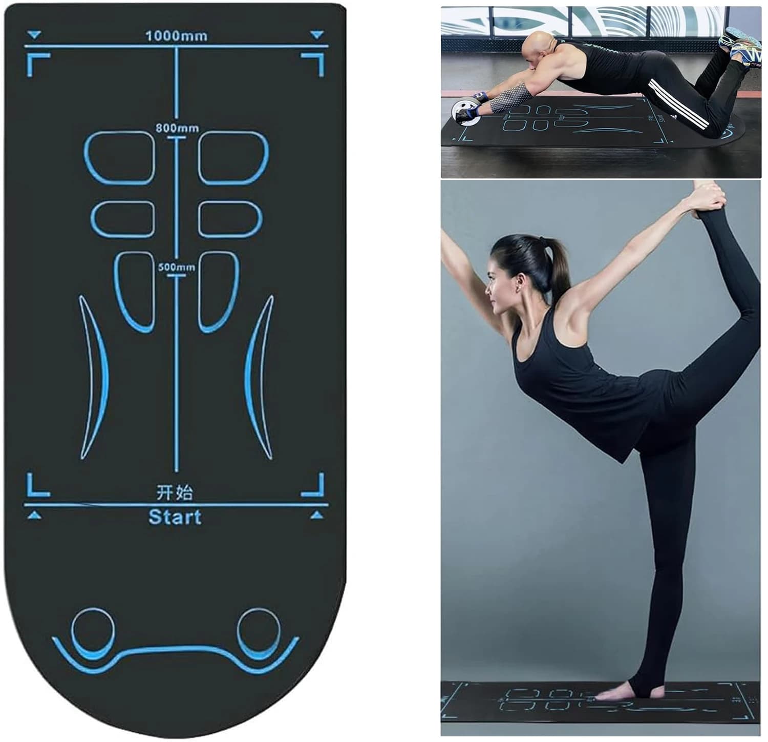 Yoga Mat for Abdominal Plate Ab Roller Wheel Yoga Non-slip Shock Absorber Mute Exercise Floor Pilates Training for Women Men