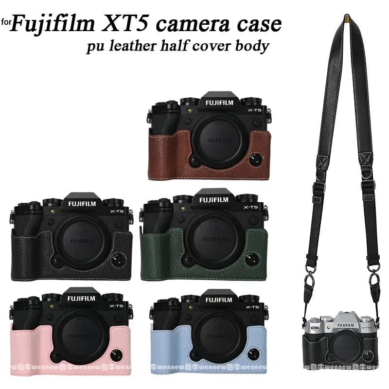Custodia in pelle PU per Fujifilm XT5, borsa per fotocamera, copertura a mezzo corpo Fujifilm X-T5