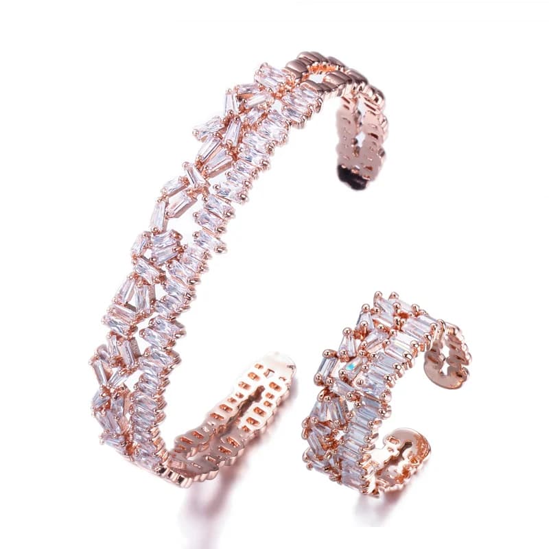 ThreeGrace Moda Scintillante Cubic Zirconia Misura Regolabile Anello Del Braccialetto Set per Le Donne Nuovi Gioielli Alla Moda Della Festa Nuziale JS538