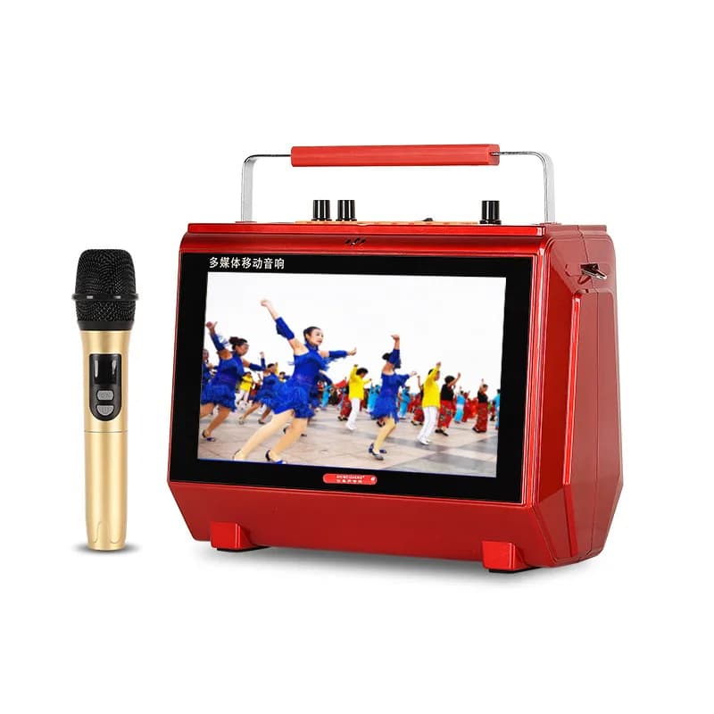 Macchina per karaoke con schermo per testi Altoparlante Bluetooth portatile con 2 microfoni ricaricabili Video TV esterno Altoparlante da 20 W