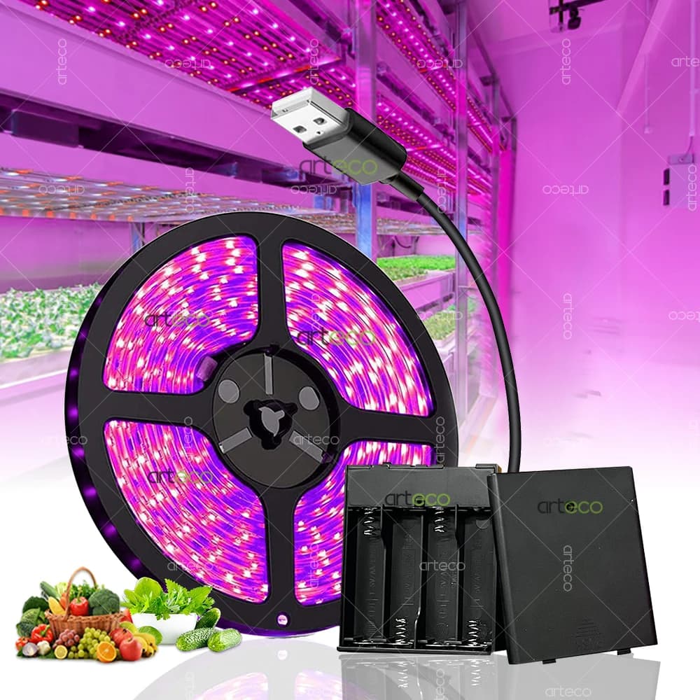 USB Led Pianta Coltiva La Luce Con La Scatola Della Batteria, Spettro Completo 5V Coltiva La Luce Della Striscia 2835 Led Phyto Lampada Per Piante Serra Idroponica