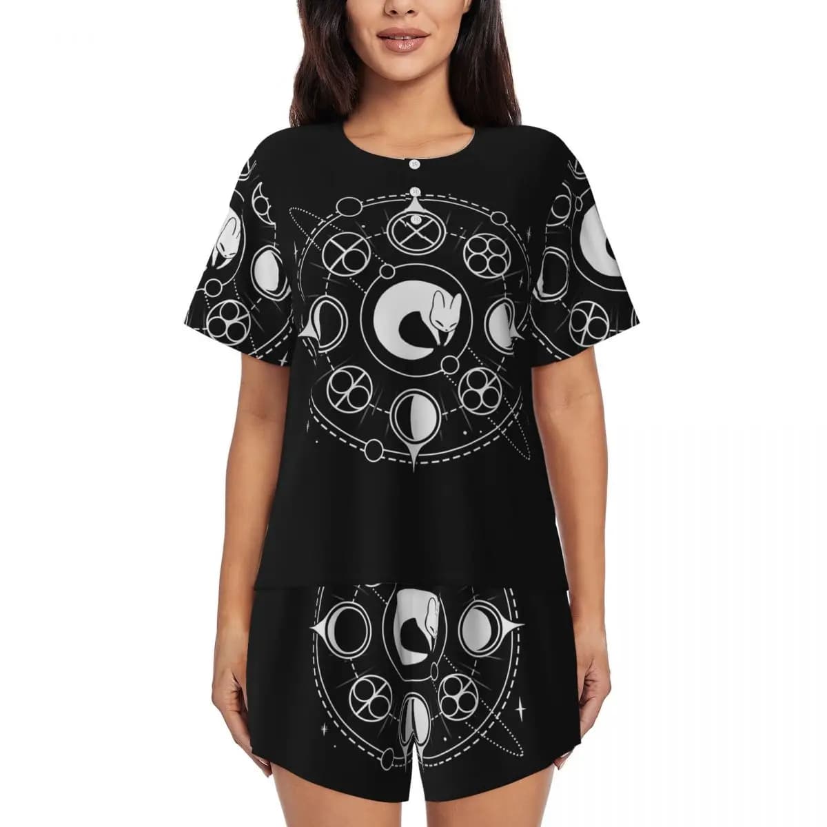 Cycles - Camicia da notte a maniche corte con collo rotondo Rain World per dormire, camicie da notte, pigiama ampio da donna, pantaloni corti
