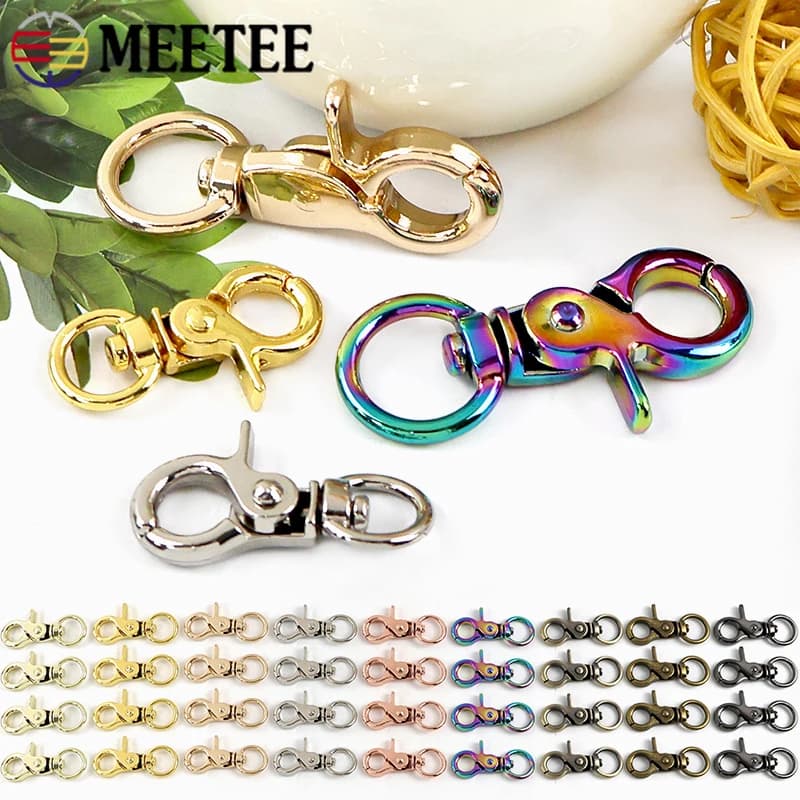 10/20 Pezzi Moschettone Girevole in Metallo 8/10/13mm, Gancio a Scatto per Collare Cane, Cinghia Borsa, Portachiavi, Clip a Moschettone, Accessorio Hardware