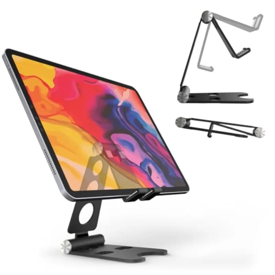 Supporto per Tablet in Lega di Alluminio per Monitor Portatile, Supporto Pieghevole per iPad, Regolabile, Accessori da Scrivania per Computer