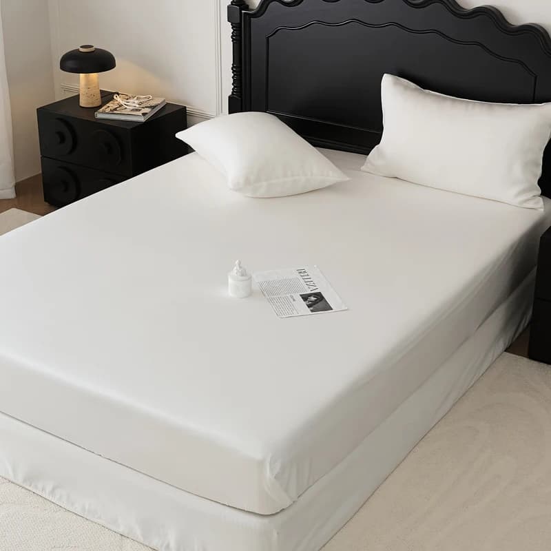 1 Pezzo Lenzuolo con Angoli King Size USA, Rinfrescante Estivo, 100% Fibra di Lyocell, Coprimaterasso Setoso Bianco, Biancheria da Letto per Casa 193*203cm
