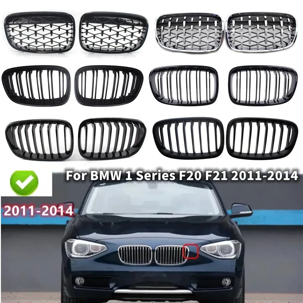 Per BMW Serie 1 F20 F21 2011-2014 Singolo/Doppio/Diamante Stile Paraurti Anteriore Griglia Da Corsa Rene Maglia Grill Auto di ricambio