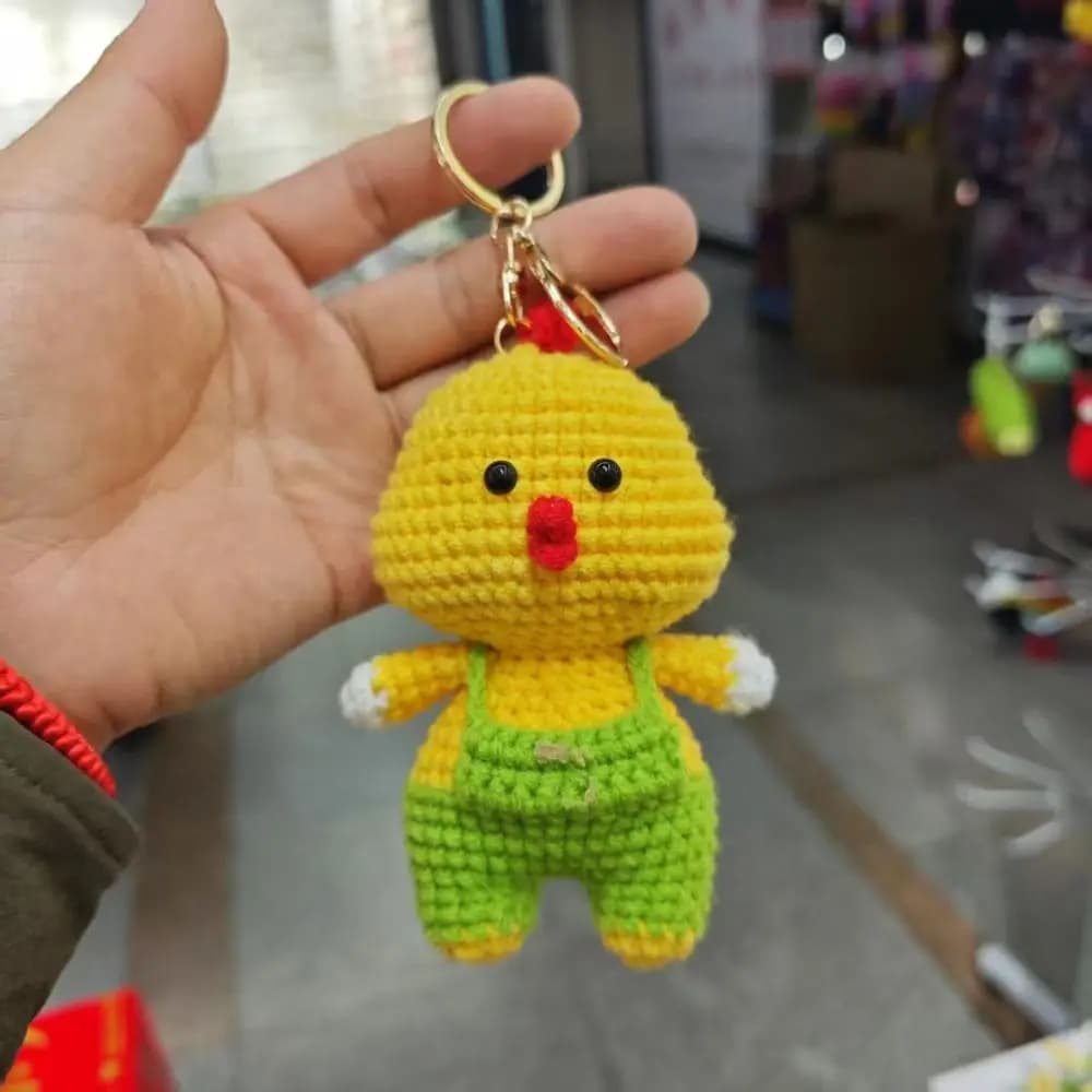 Cute Handwoven Knitted Animal Keychain Bag Decor Backpack Charm Animal Pendant Car Key Holder Crochet Key Ring Friend Gifts