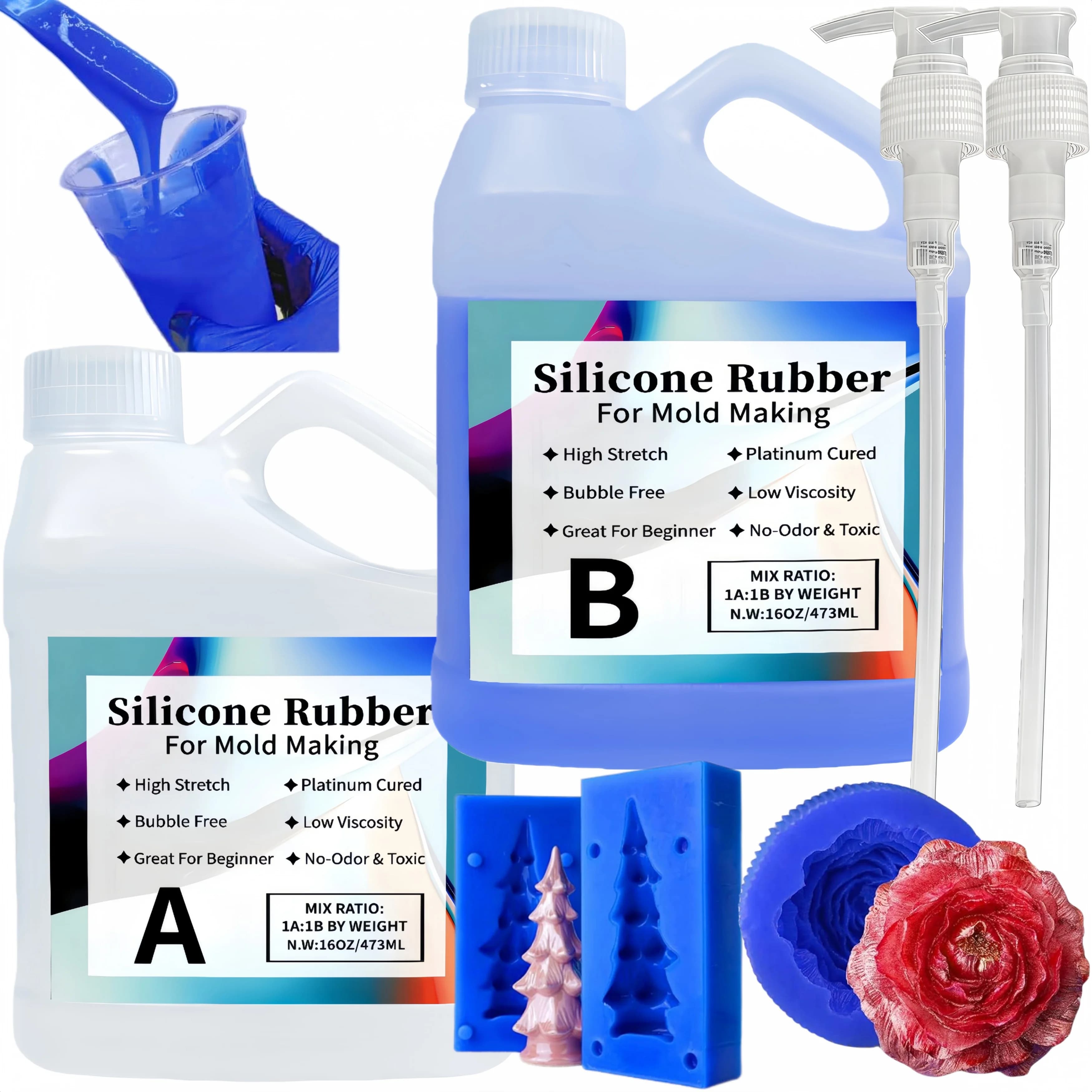 Kit di Silicone Liquido Platinum-Cured 15A, Rapporto 1:1, per Stampa 3D, Resina, Candele e Produzione di Sapone | Ultra-morbido, resistente agli strappi
