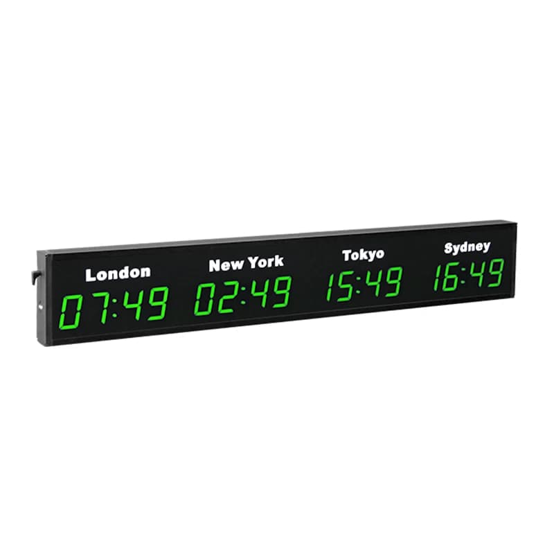 CHEETIE CP034 World-style LED wall clock with large digital bar time zone for airport office hotel