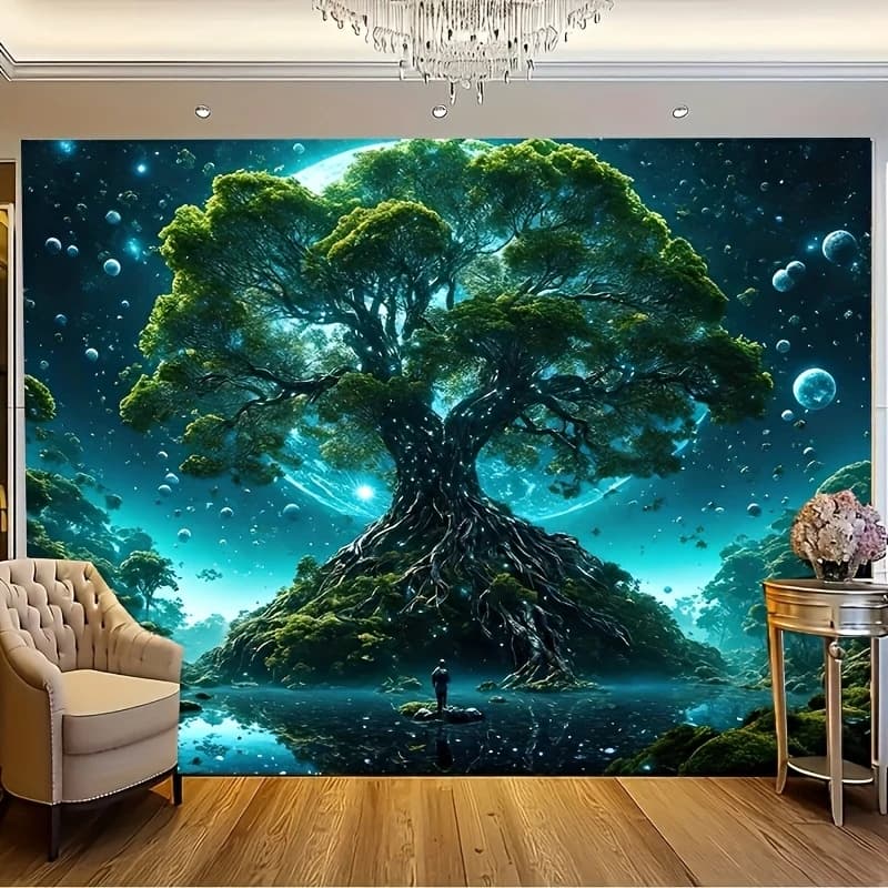 Tree of Life Tapestry Bohemian Wall Hanging Polyester Aesthetics Home Decoration Living Room Bedroom Office Yoga Room