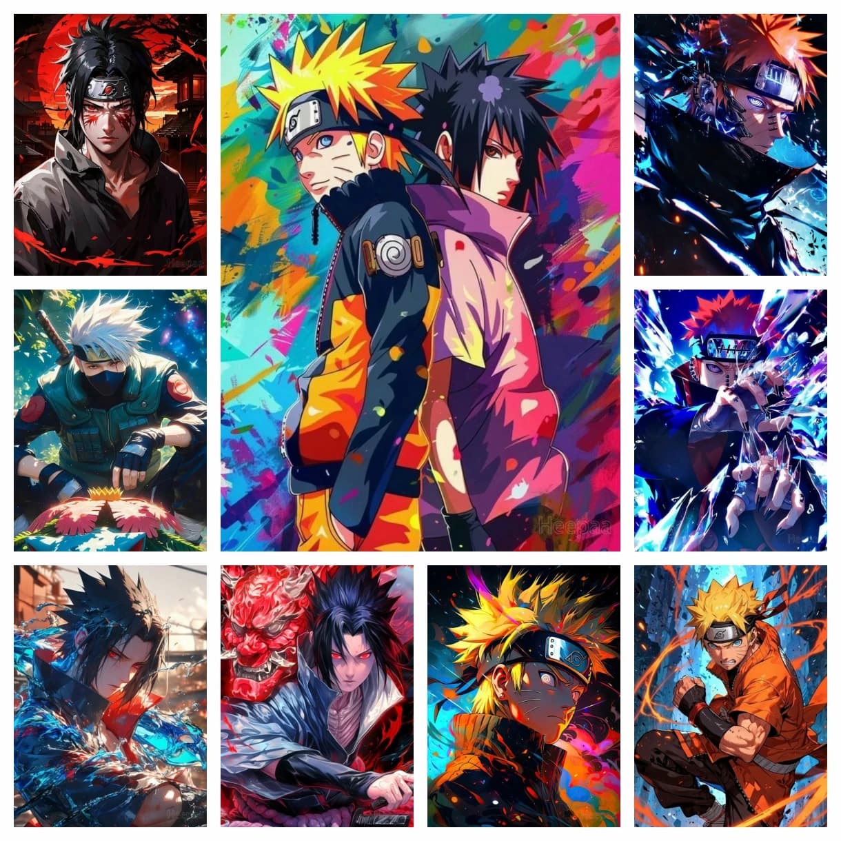 N-Naruto Uzumaki Sasuke Uchiha Anime Diamond Painting Kits Diy 5d Kakashi Japan Cartoon Cross Stitch Mosaic Home Decor