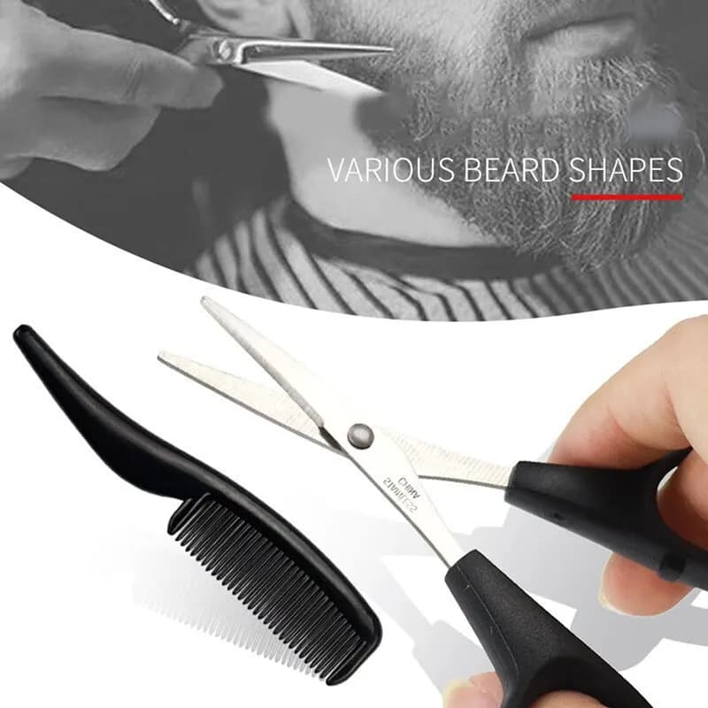 High quality stainless steel beard scissors set Mini portable moustache for eyebrow nose hair removal
