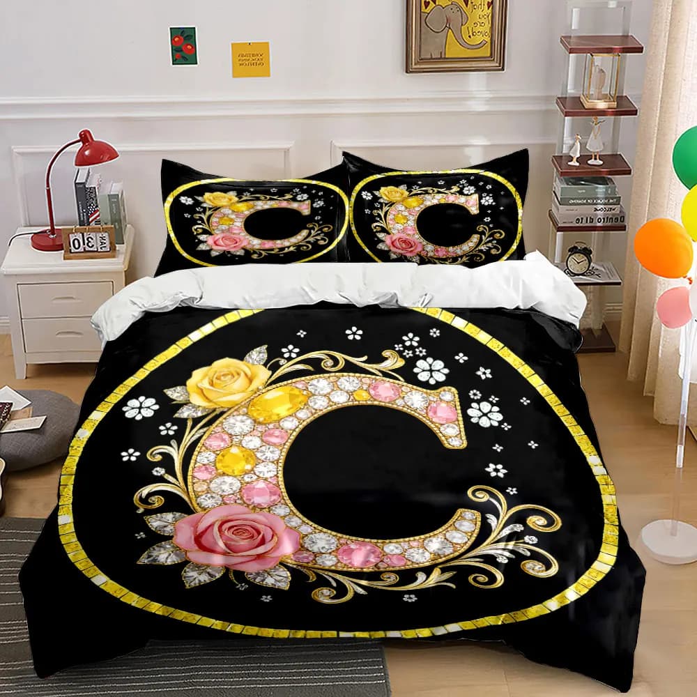 Set di decorazioni floreali di lusso, morbido e confortevole, include 1 copripiumino e 2 federe, idea regalo