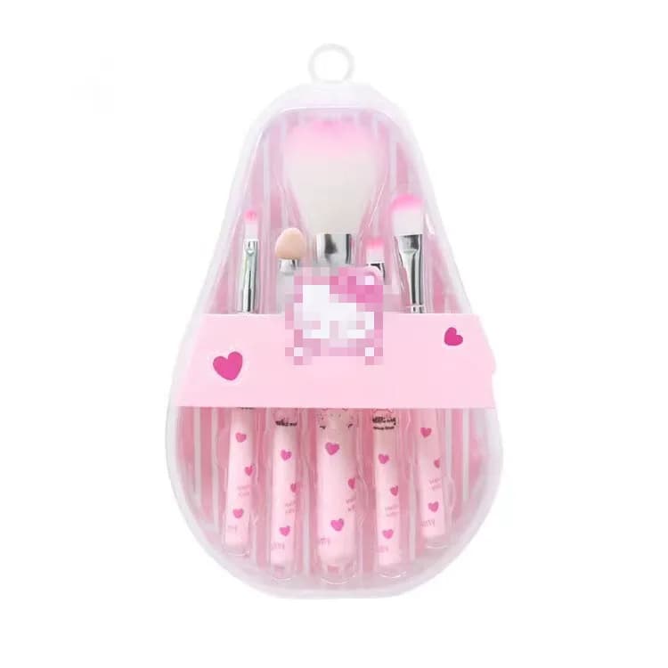 5 ktty Set di mini pennelli per trucco carino Pennello per fard Pennello per ombretto Strumenti di bellezza compatti e portatili