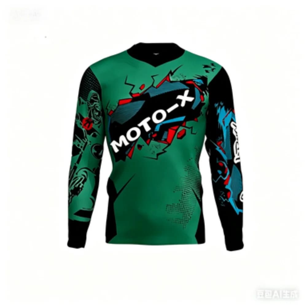 Maglia Sportiva a Maniche Lunghe Tema MOTO-X Traspirante e Comoda per Ciclismo, Allenamento, Fitness e Uso Quotidiano
