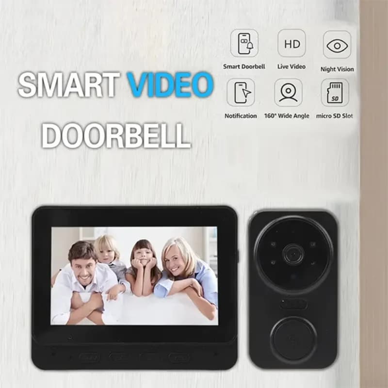 Campanello video wireless, telecamera di sicurezza per la casa intelligente, visione notturna HD 640P, audio bidirezionale, notifica in tempo reale