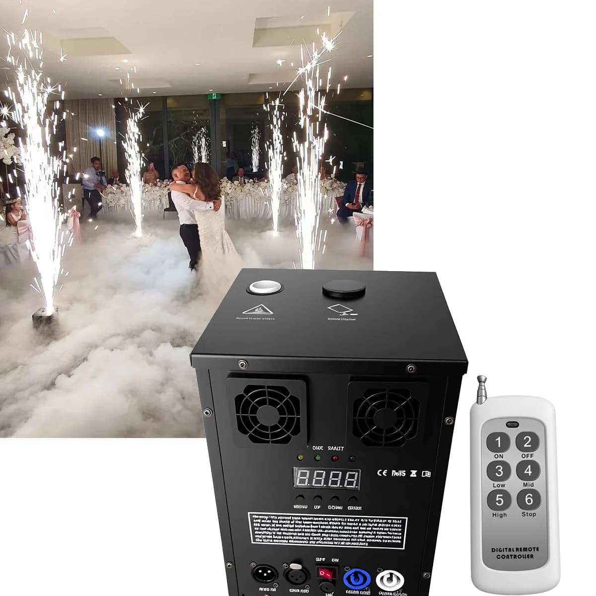 Set di 2 Macchine per Scintille Fredde da 750W, Macchina per Effetti Scintillanti per Matrimoni, DJ, Feste, Palcoscenici, con Telecomando