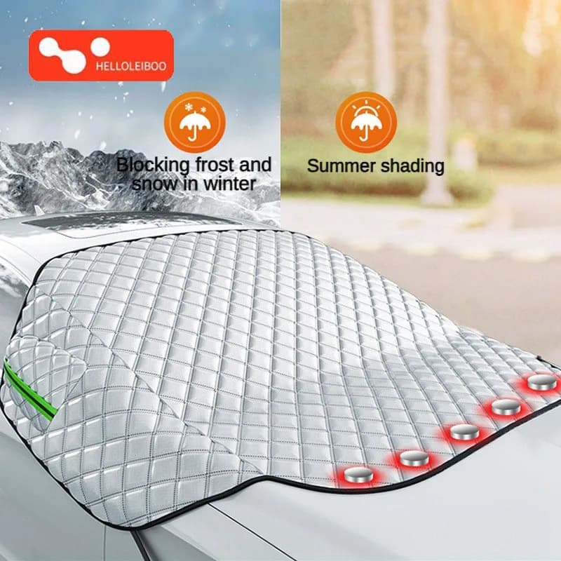 LEIBOO Copertura parasole Parabrezza per auto Parasole da neve Protezione impermeabile Copertura magnetica per automobile Copertura per parabrezza anteriore per auto