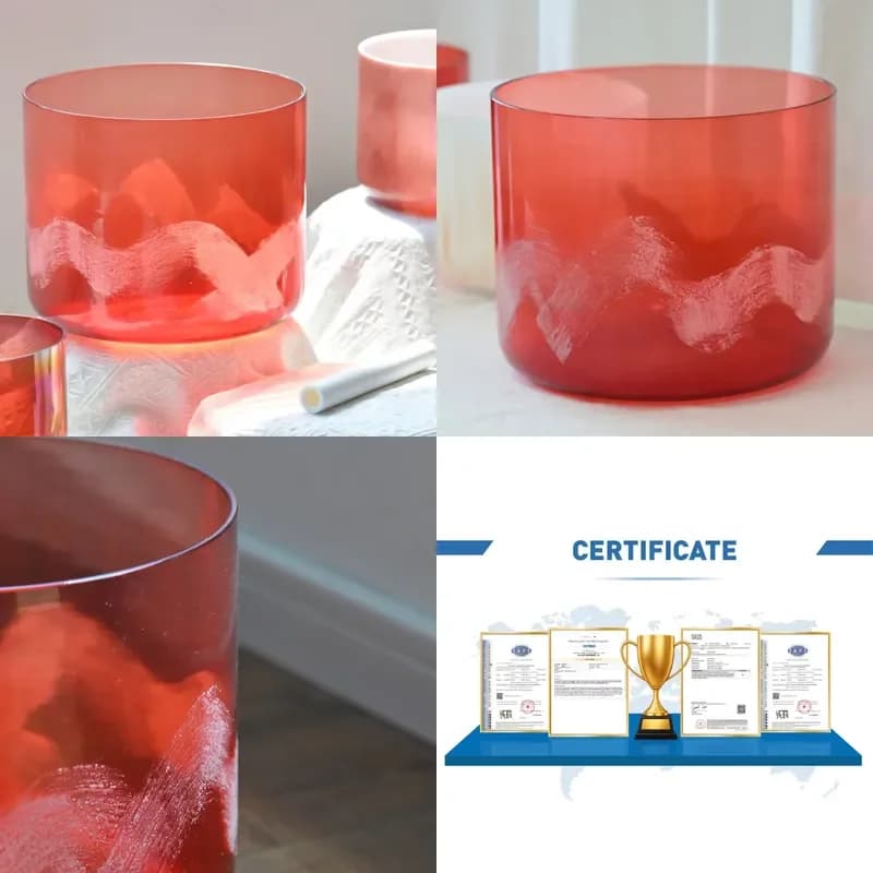 【CHIMU HOME】 High Quality Sound Bath Healing Handmade Red Sandalwood Crystal Singing Bowl for SUCCESS Crystal Alchemy Singing