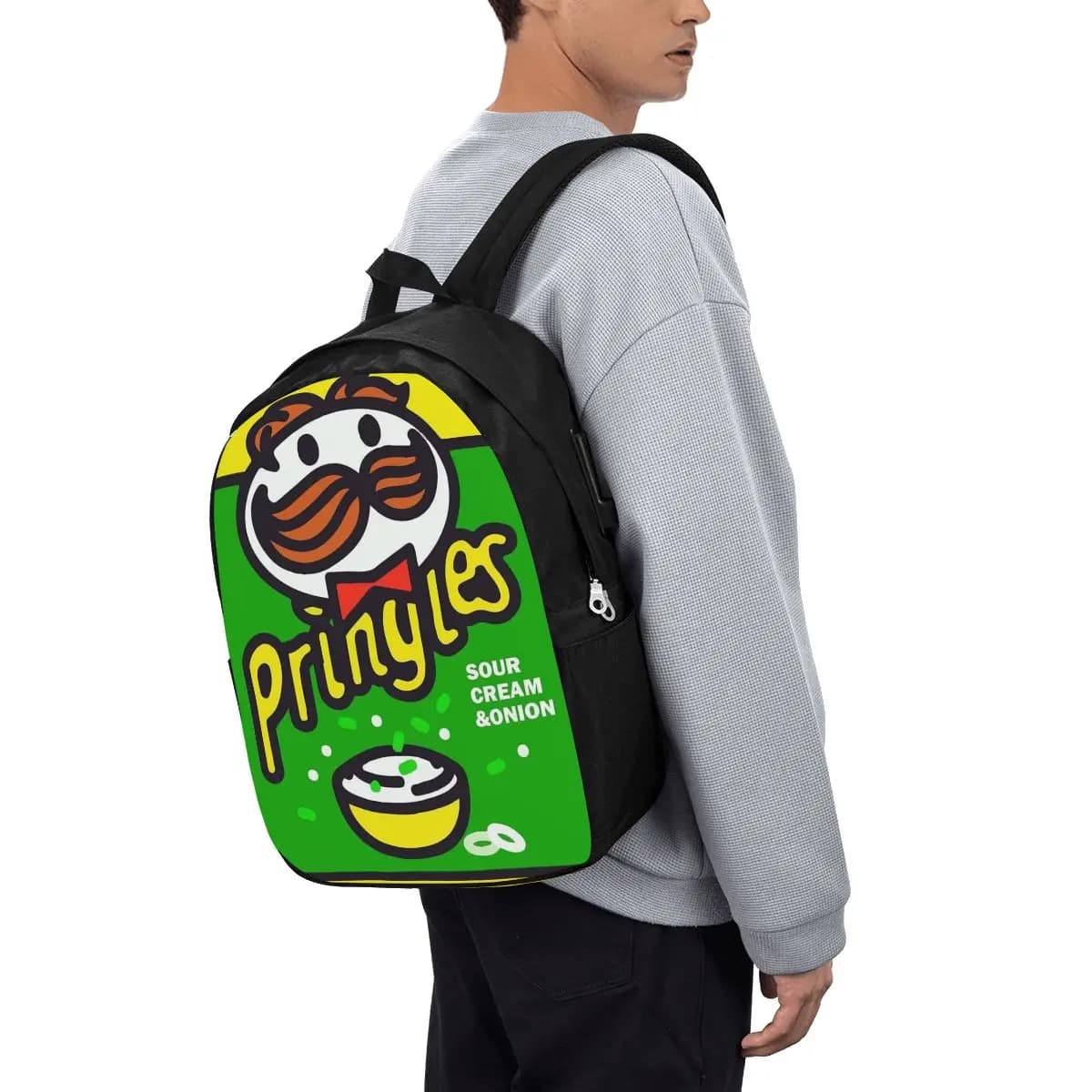 Zaino con stampa Pringles Potato Crisps Chips, borsa da viaggio per notebook, borsa per computer, borsa da scuola per studenti universitari, borse a tracolla per laptop