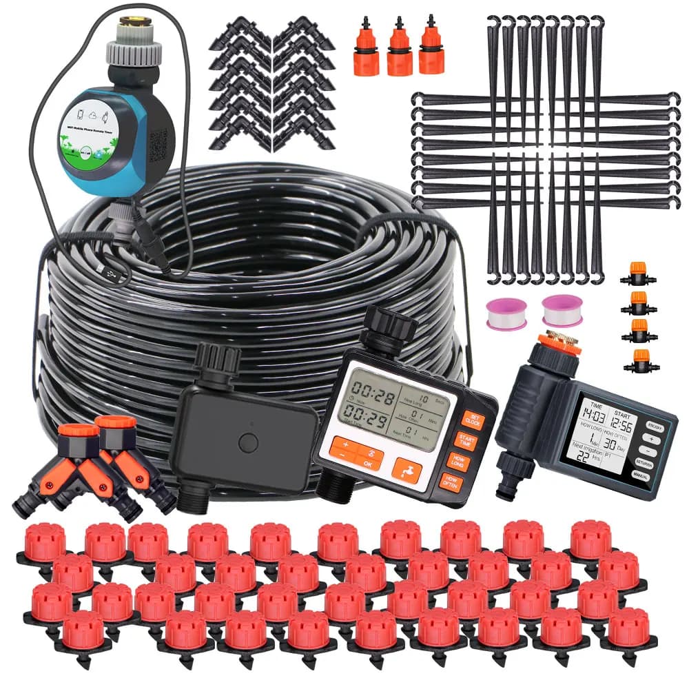 50-5M 1/4 ''gocciolatori regolabili per tubi Kit di irrigazione automatica per serra da giardino sistema di irrigazione a goccia per irrigazione a pioggia per esterni