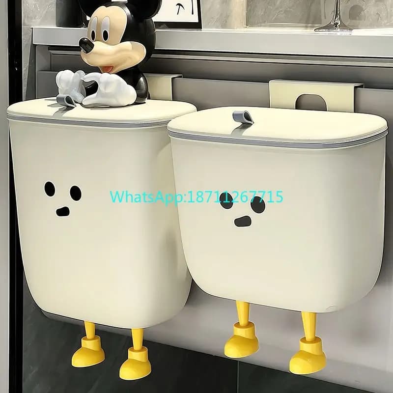 Kitchen trash can for home wall-mounted with lid living room kitchen waste bathroom toilet storage wastebasket