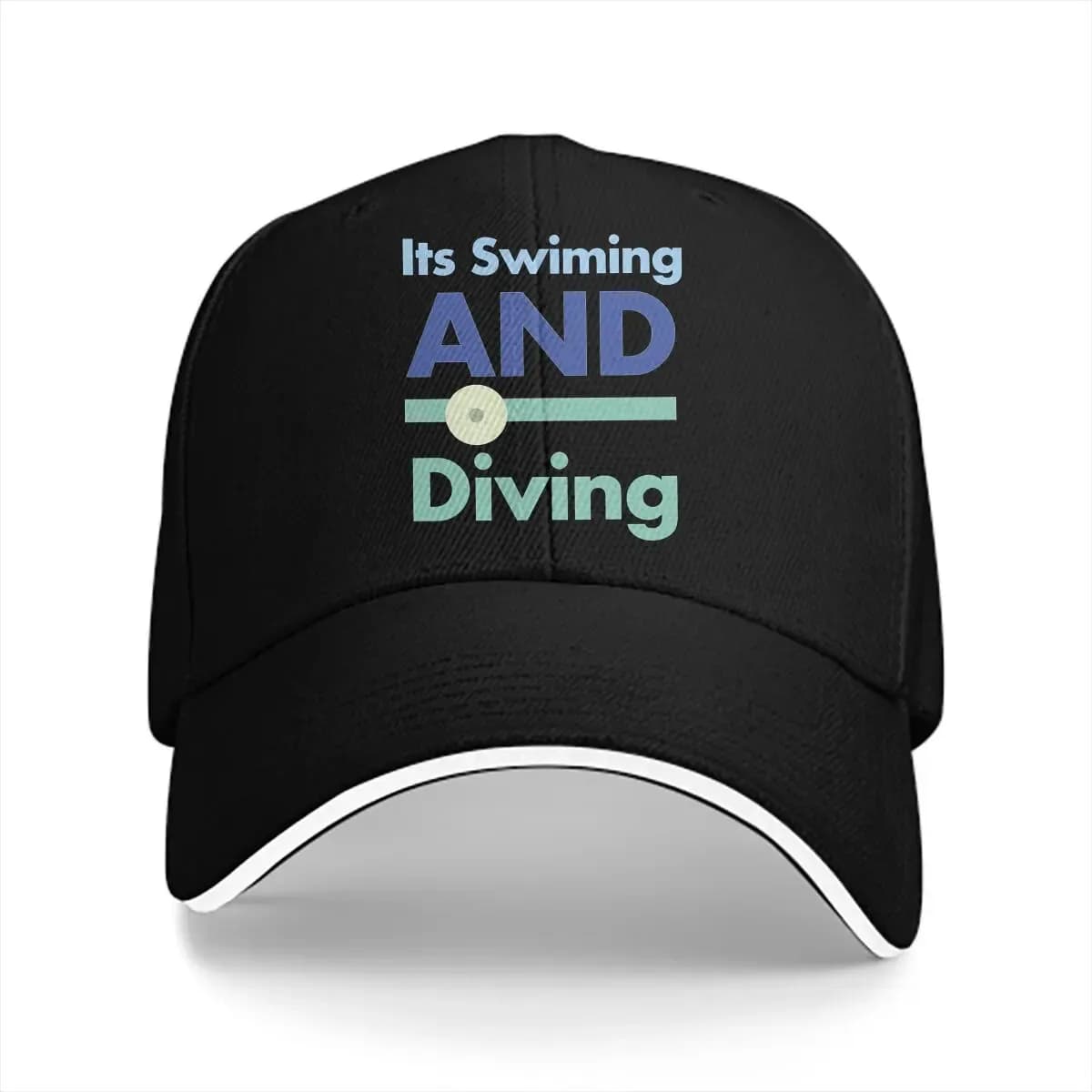 Baseball cap with swimming and diving graphics, casual sports headgear adjustable in unisex polyester