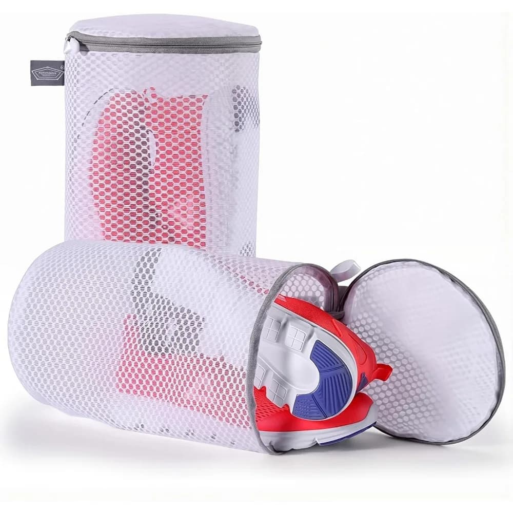 Shoe Washing Machine Bag for Sneakers and Laundry with Grey Zipper Large 7x15 Inch Honeycomb Mesh Laundry Bag for Shoes Delicate Wash Bag for Tennis Shoes Footwear Trainers Slippers and Socks Prevents Tangling and Damage