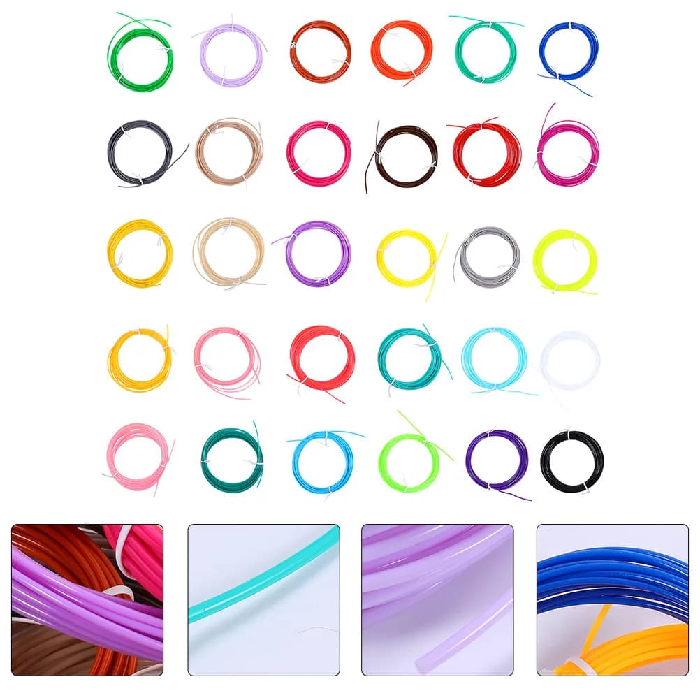 30 Pezzi di Filamento PLA per Penne 3D, Finitura Lucida, Alta Successione di Stampa, Colori Brillanti, Filamento Creativo per Penne per Bambini