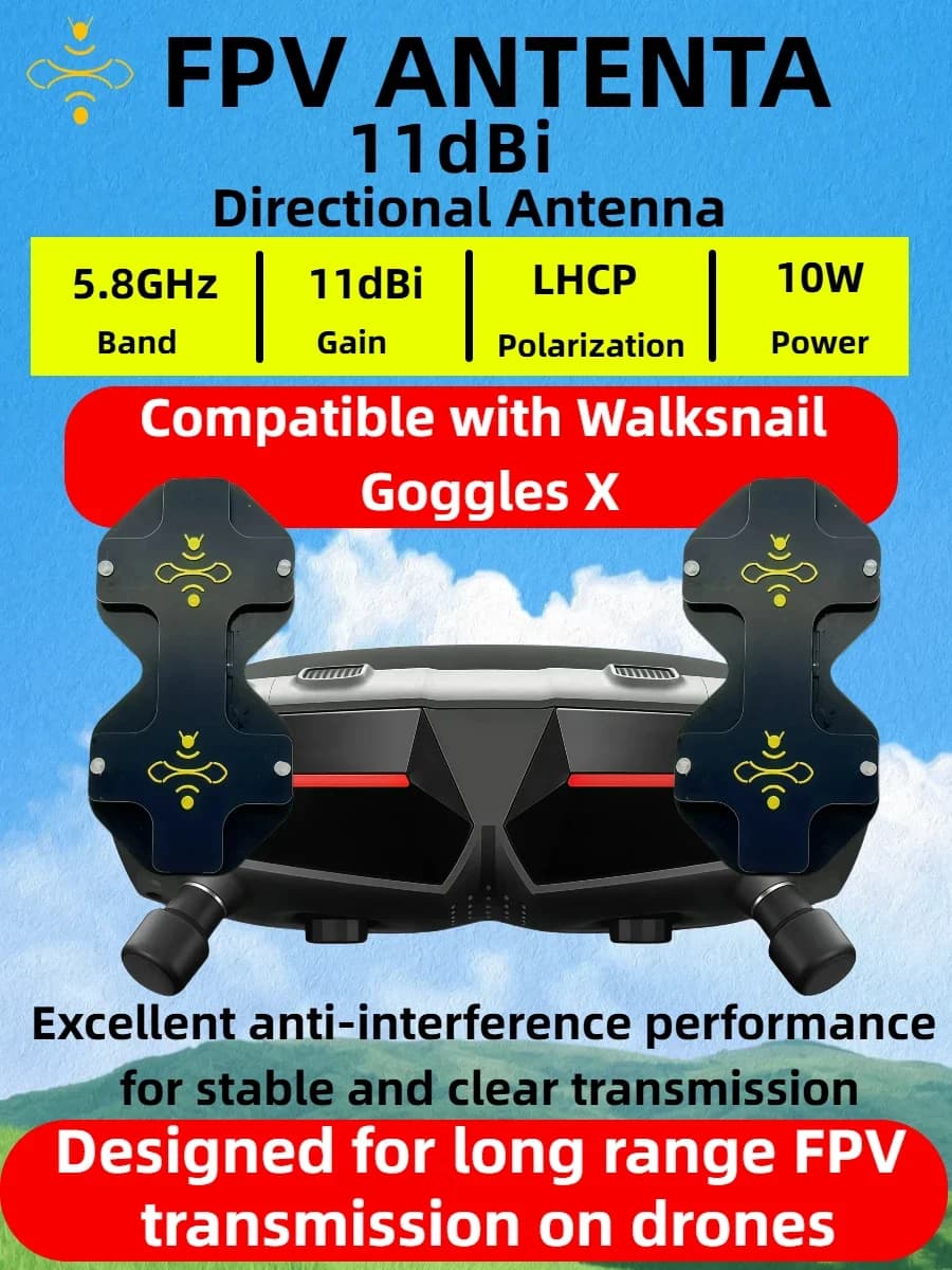 LHCP 5.8GHz High Earn 11dBi for Long Raggio FPV drones, Compatible with Walksnail X and Avatar VRX