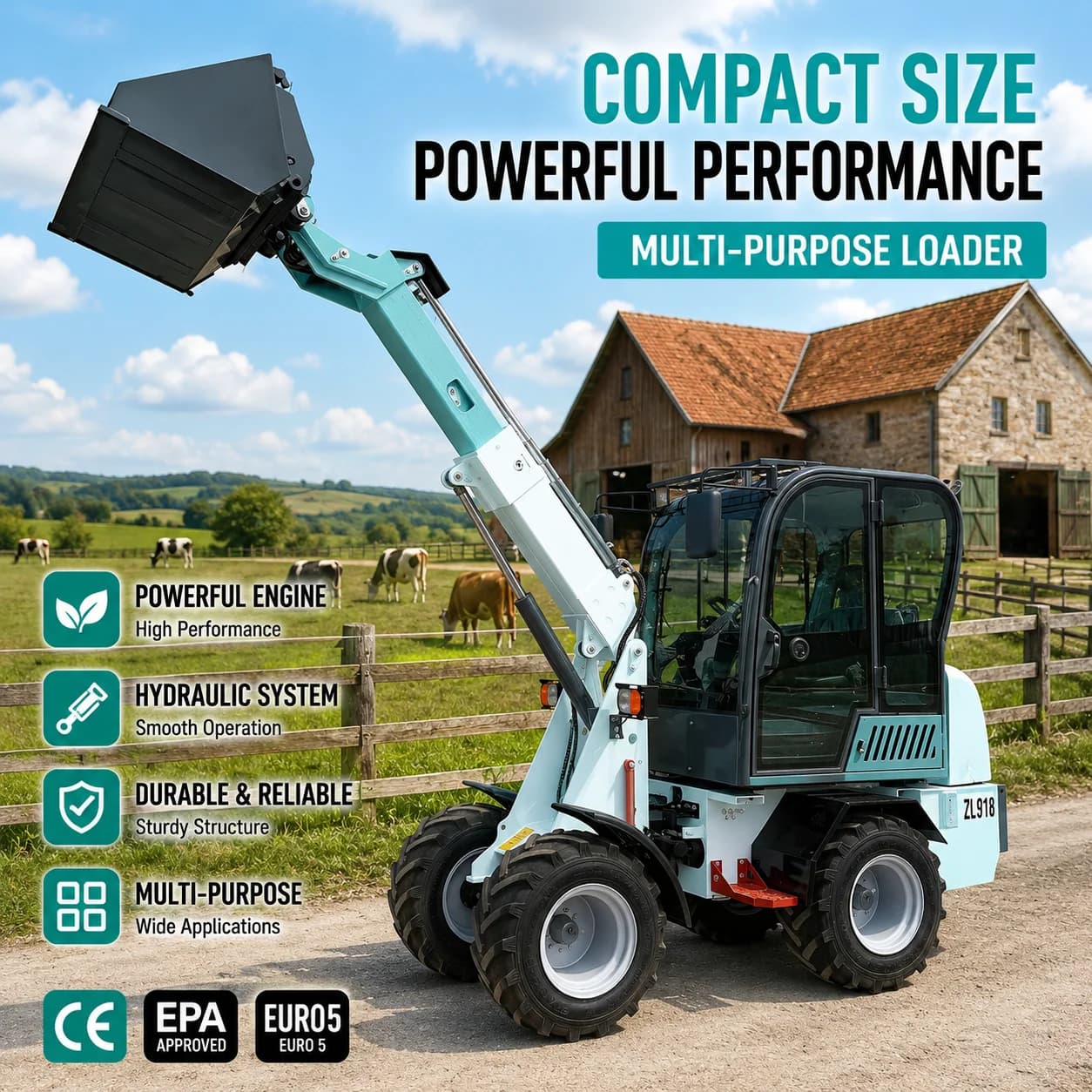 0.8T Mini Telescopic Loader Wheel Loader Construction Equipment with Strong Power