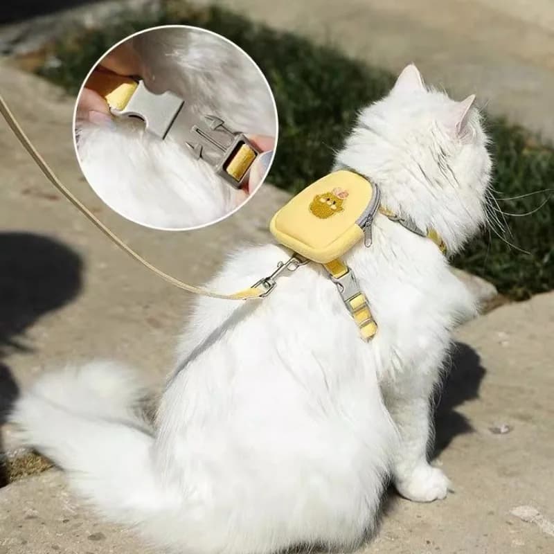 Simpatico set di guinzagli per zaino per animali domestici con design a cartoni animati per cani e gatti Elegante accessorio da passeggio Comodo anti-distacco