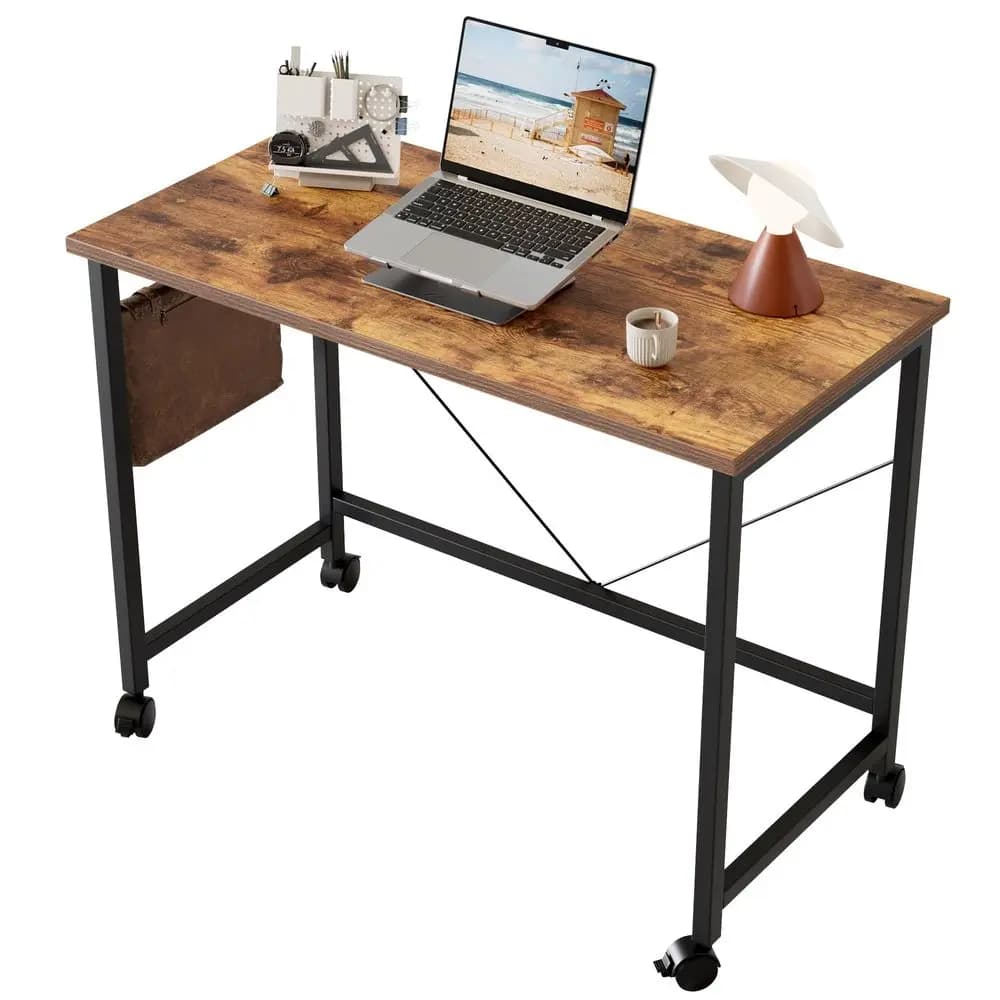 Scrivania per computer con ruote da 40 pollici, scrivania da gioco per piccoli spazi, tavolo moderno in stile semplice per ufficio domestico, studio