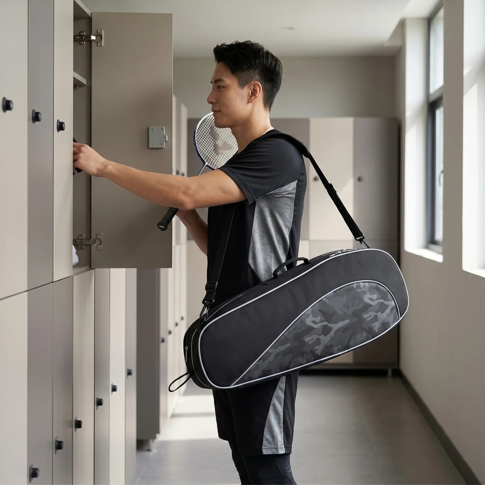 Racket Bag with Shoe Compartment Water-Resistant Tennis Bag with Shoe Compartment Multifunctional Long-Lasting
