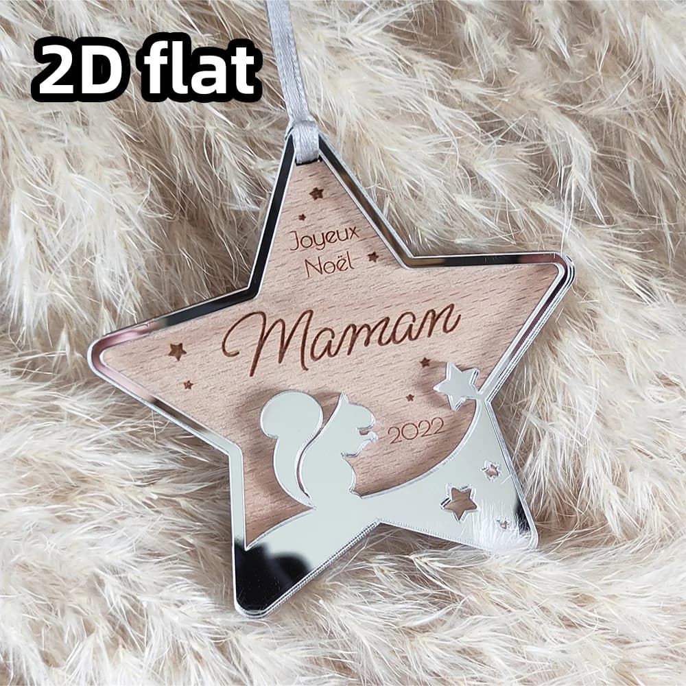 Ornamento natalizio personalizzato 1 pezzo, design stella scoiattolo, prima palla di Natale del bambino, decorazione regalo natalizia personalizzata