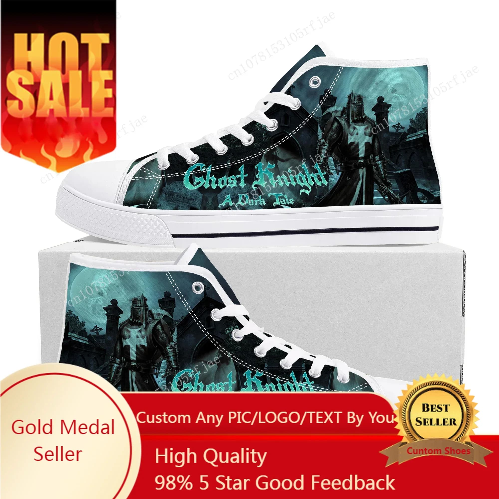 Hot Anime Cartoon Game Ghost Knight High Top Sneakers Mens Womens Teenager High Quality Canvas Shoes Casual Tailor Made Sneaker