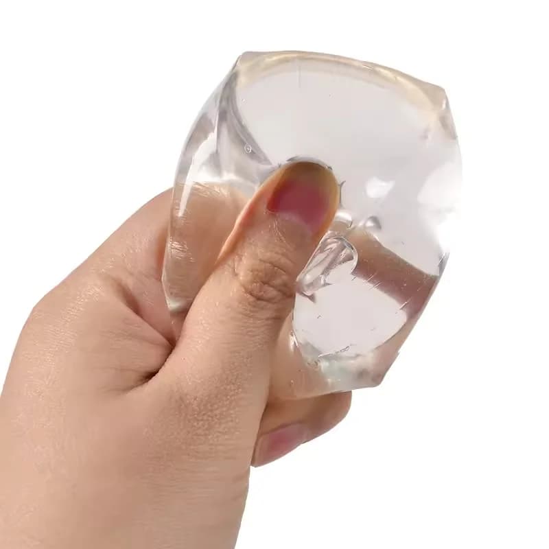 Cubetti di Ghiaccio Trasparenti in TPR Morbido a Lenta Risposta, Palline di Maltosio con Paillettes, Giocattolo Antistress Elastico da Spremere, Palla Decompressione