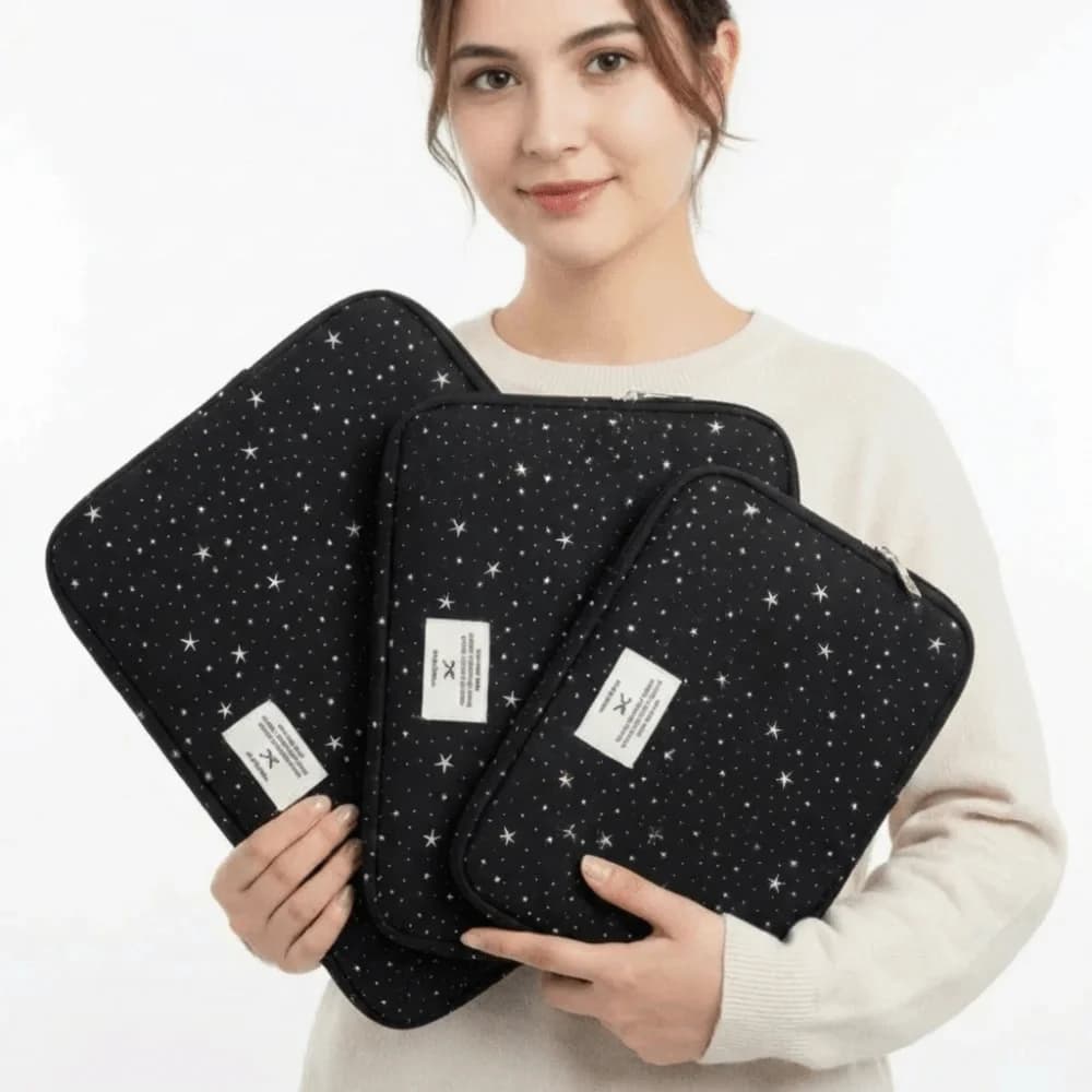 Borsa per laptop portatile in stile coreano, 3 misure, protezione antiurto, custodia per tablet, custodia per laptop con design cielo stellato