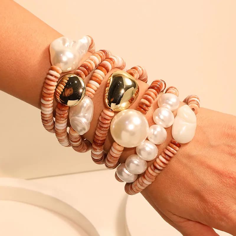 Set di braccialetti con perline Boho per donna Perline Accessori geometrici Gioielli fatti a mano con cavigliera da donna