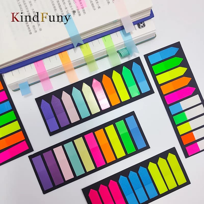 KindFuny 200 pz Trasparente Sticky Notes Tab Autoadesiva Pubblicato Trasparente канchtenярия Annotazione Libri Pagina Marker Cancelleria