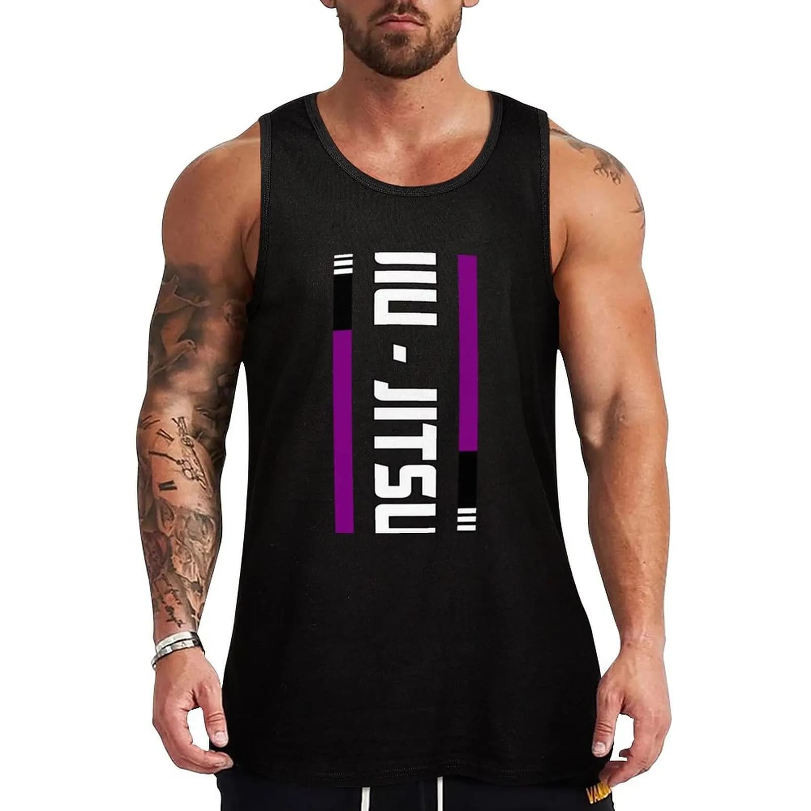 Canotta sportiva leggera Jiu-Jitsu Purple Belt BLK, canotta senza maniche ad asciugatura rapida