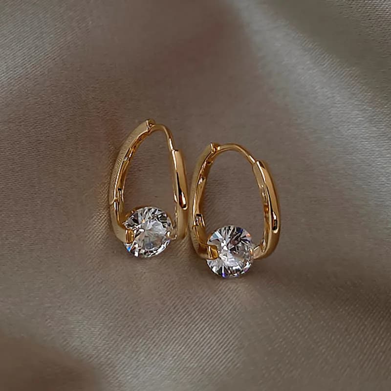 Orecchini Pendenti con Zirconi in Stile Coreano per Donna, Gioielli di Tendenza 2026, Nuovi Orecchini a Cerchio Geometrici di Lusso da Donna, Regali