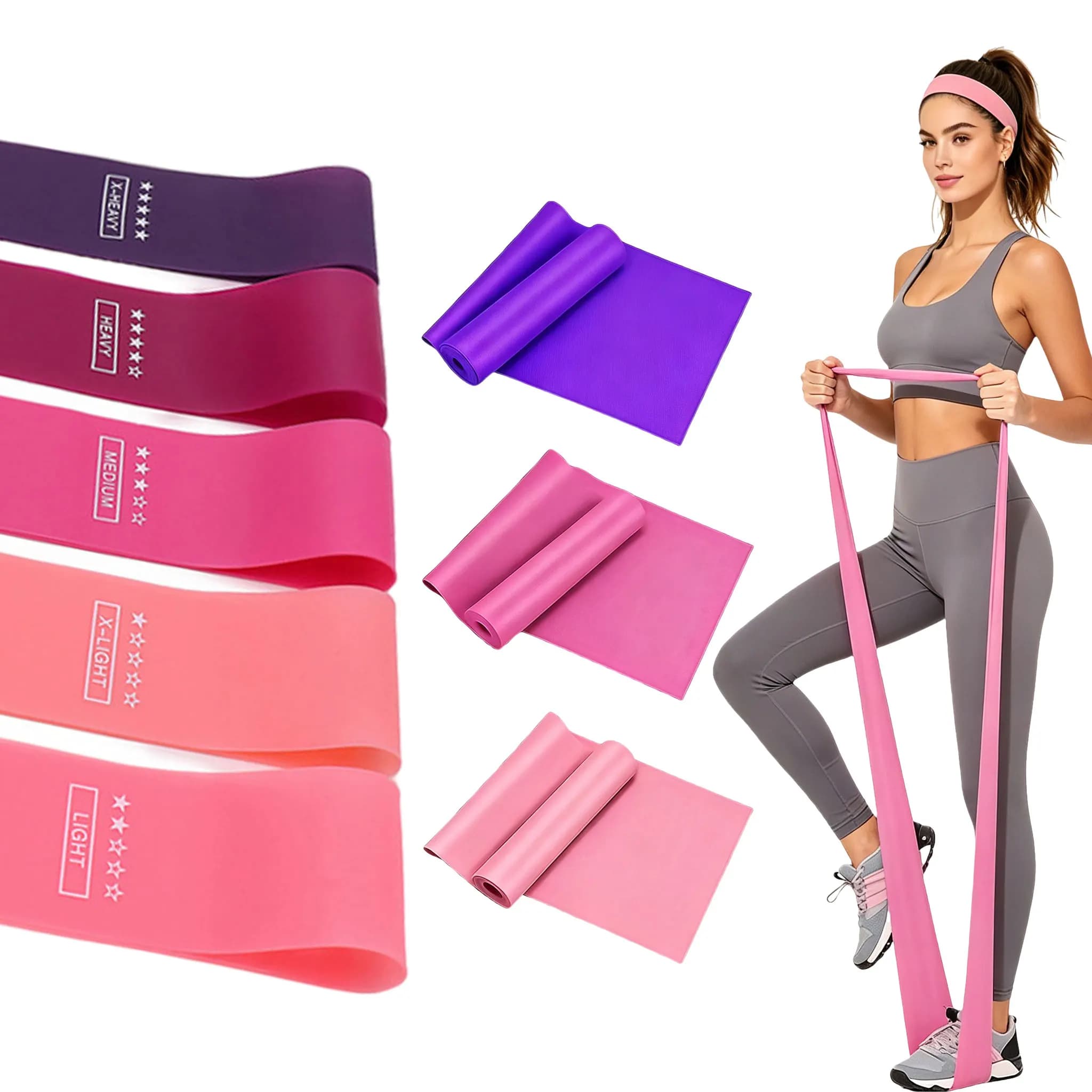 Stretch band for training, set of yoga and pilates resistance bands, fitness equipment for men and women to shape the hips, strengthen and stretch the muscles at home.
